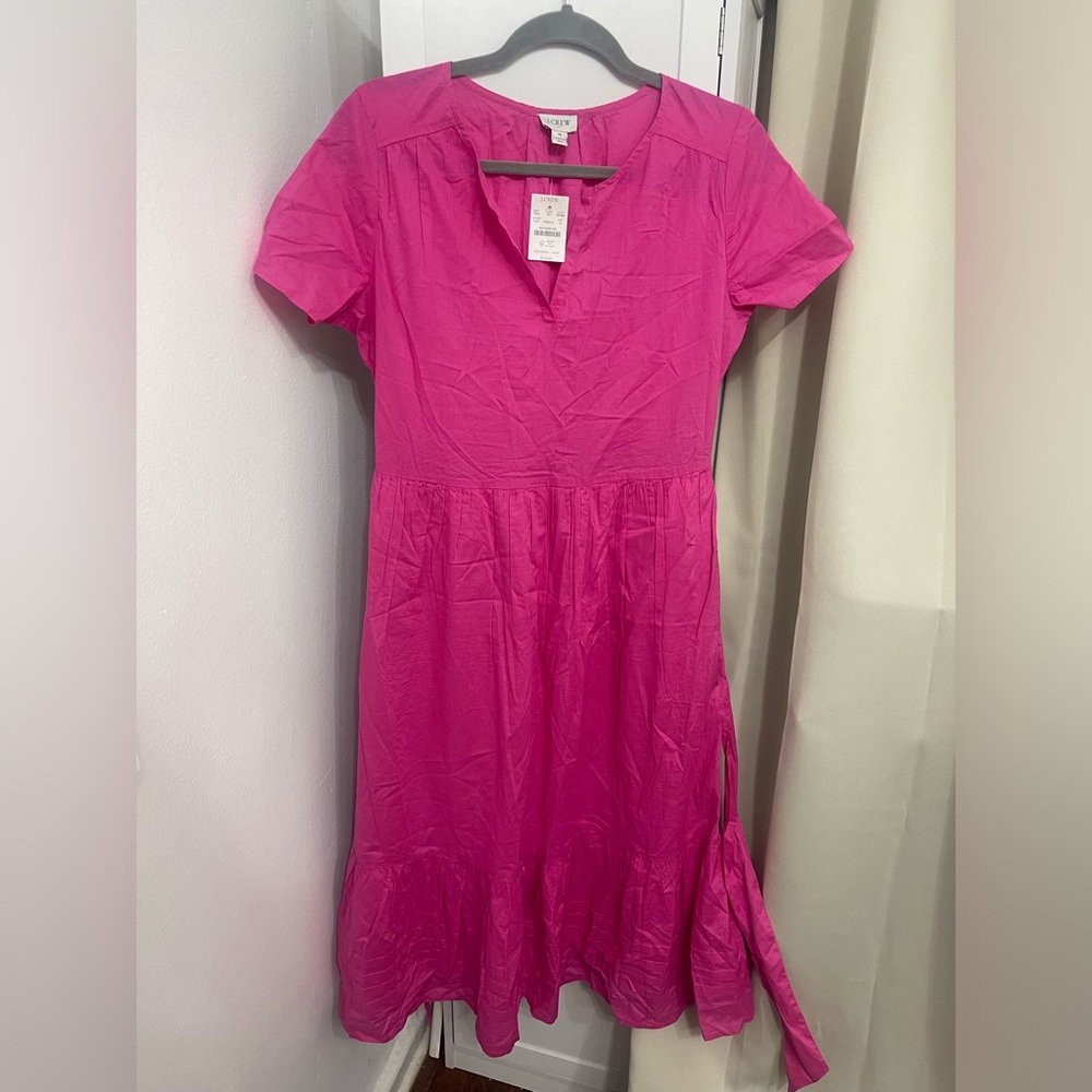 JCrew Maxi Vibrant Pink Short Sleeve Dress, Size 8